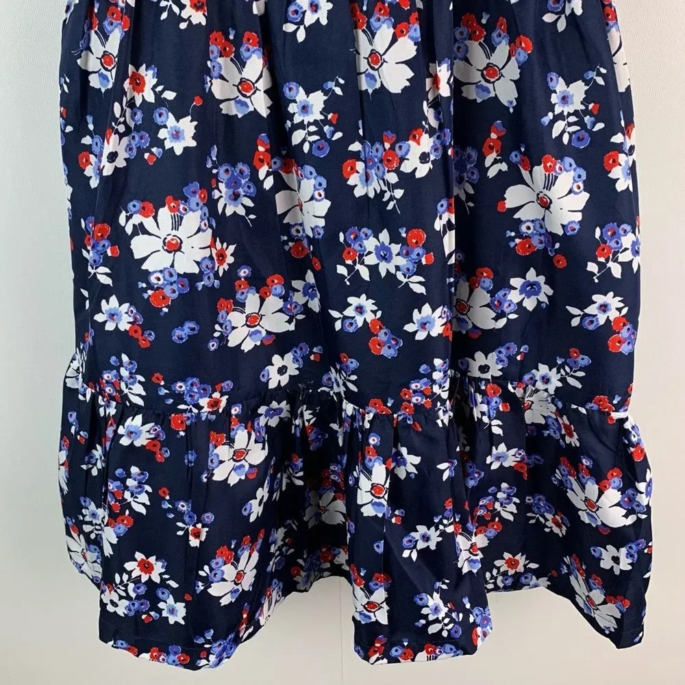 Janie and Jack Girl’s Floral Flutter Sleeve Merchant Marine Floral Dress Size 8